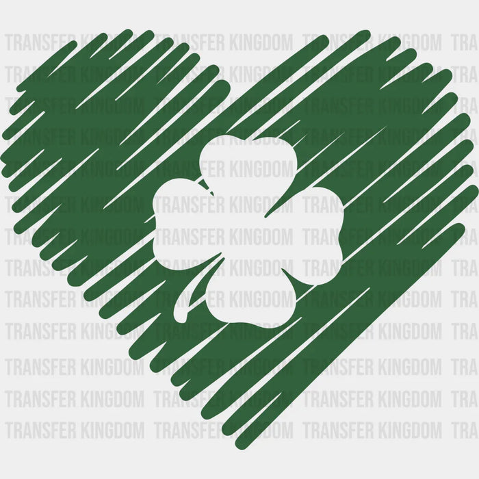 Shamrock St. Patrick's Day Heart Design - St. Patrick's Day DTF heat transfer