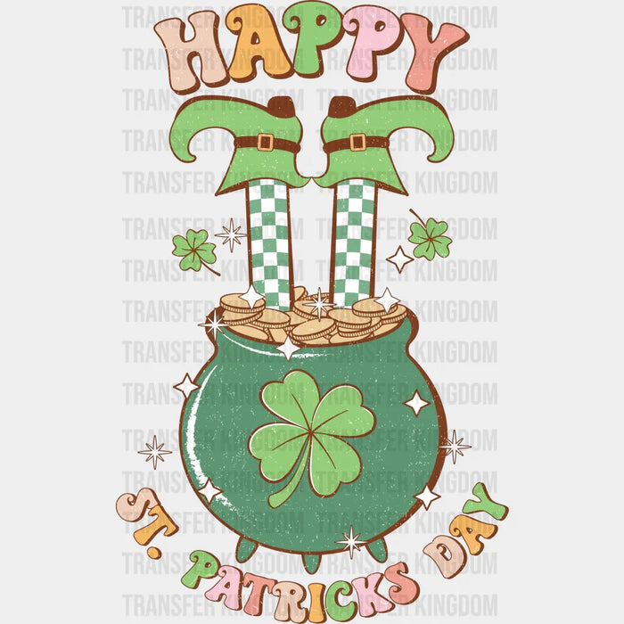 Leprechaun In Pot Of Gold Happy St. Patrick's Day Design - DTF heat transfer