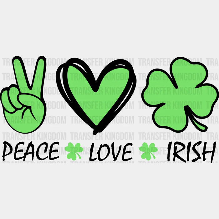 Peace Love Irish Heart Clover St. Patrick's Day Design - DTF heat transfer