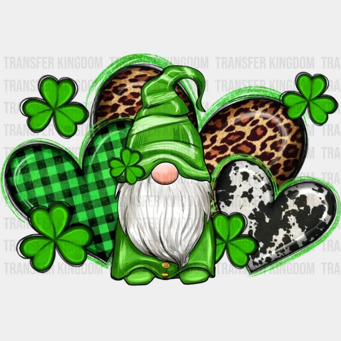 St. Patrick's Day Gnome Western Hearts Leopard Design - DTF heat transfer
