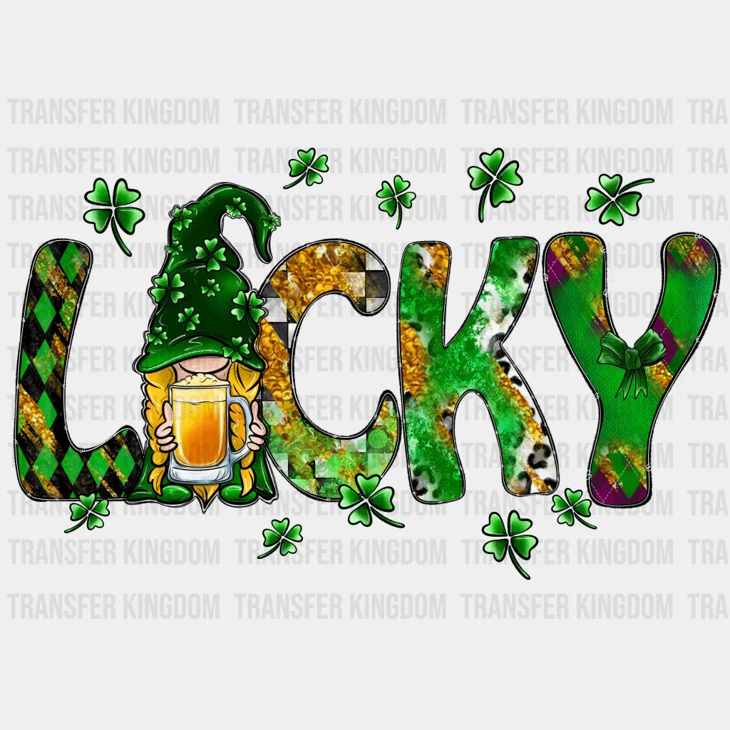 St. Patrick's Day Lucky Gnome Beer Design - DTF heat transfer - Transfer Kingdom