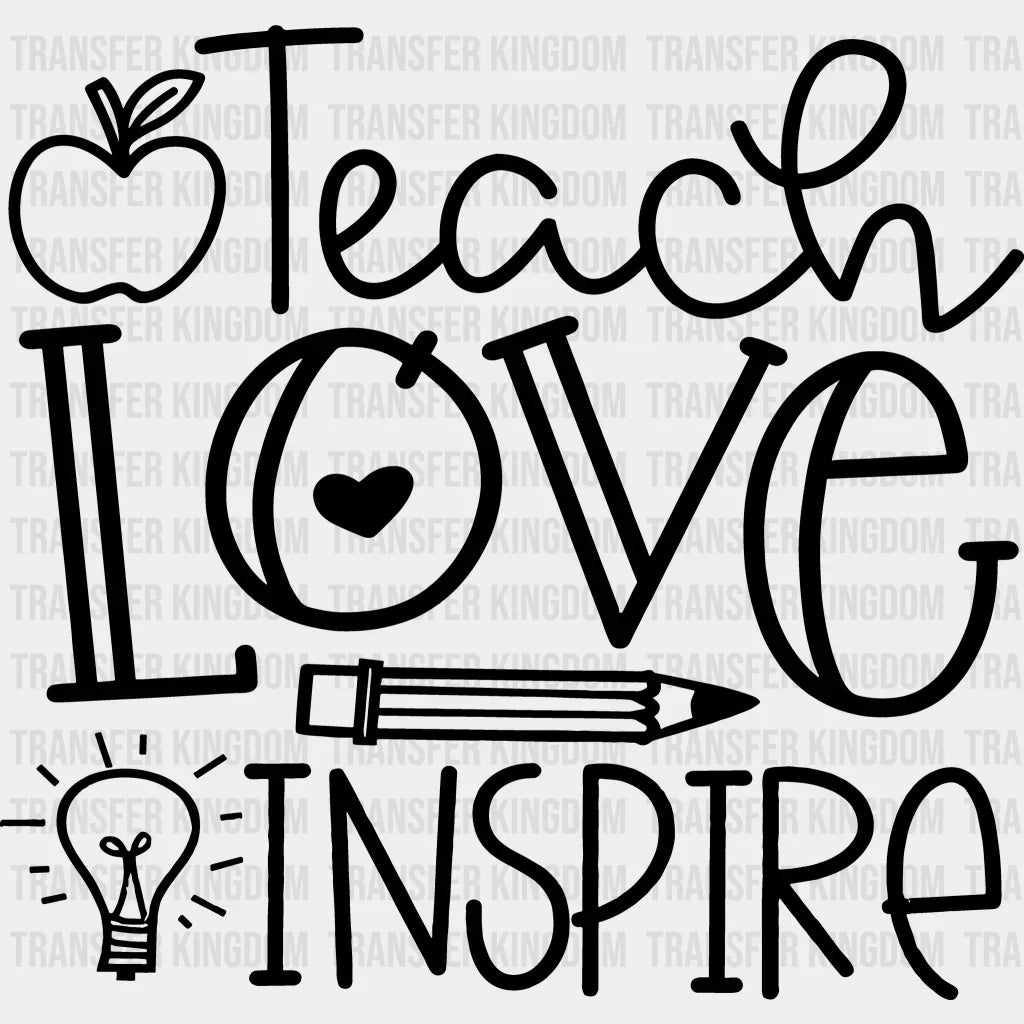 Teach Love Inspire 100 Days Of School Design - DTF heat transfer - Transfer Kingdom