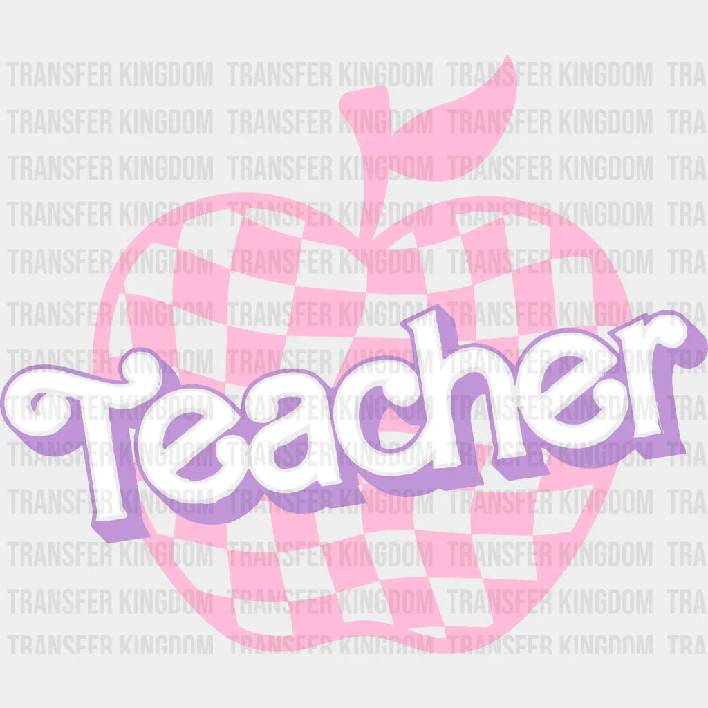 Teacher Checkered Apple 100 Days Of School Design - DTF heat transfer - Transfer Kingdom