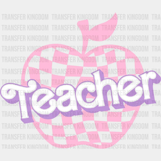 Teacher Checkered Apple 100 Days Of School Design - DTF heat transfer - Transfer Kingdom