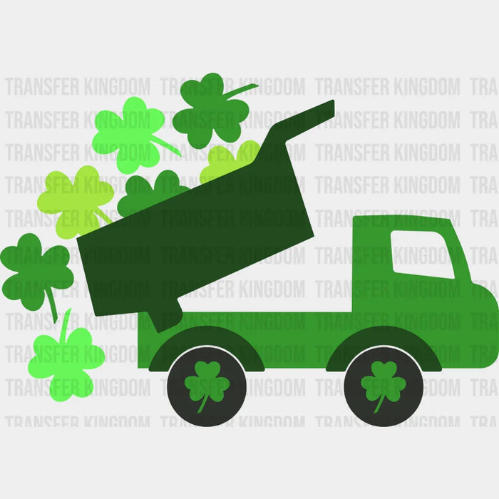 Truck Dumping Clovers St. Patrick's Day Green Dumptruck Design - DTF heat transfer