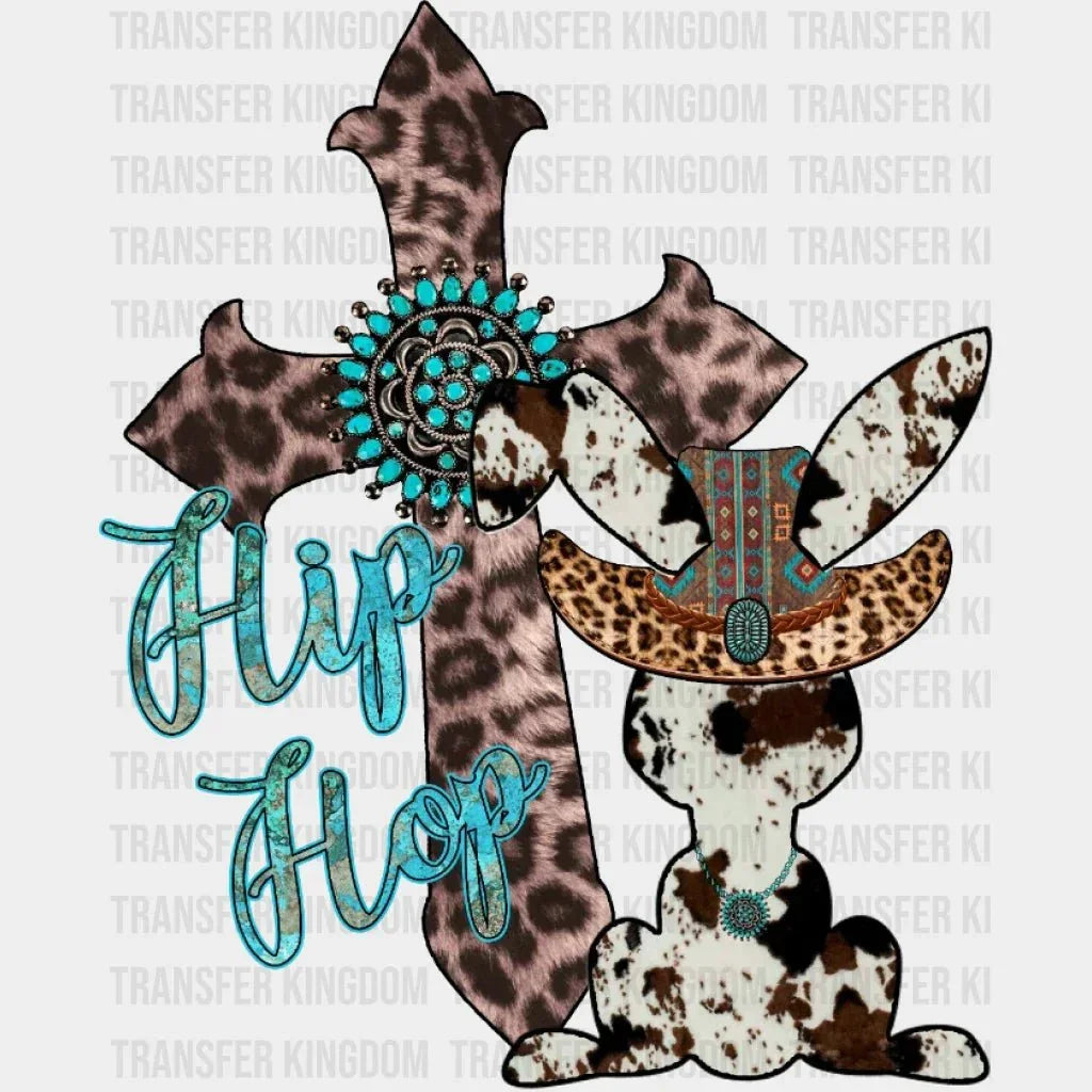 Western Easter Hip Hop Bunny Cross Design - DTF heat transfer - Transfer Kingdom